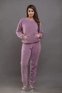 SHOPEELABELLA Women Solid Purple Night Suit Set Price in India - Buy ...