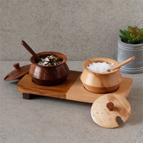 "Wood Fusion" refreshment jar set in Sheesham & Mango Wood(2 Jar, 2 Sp ...