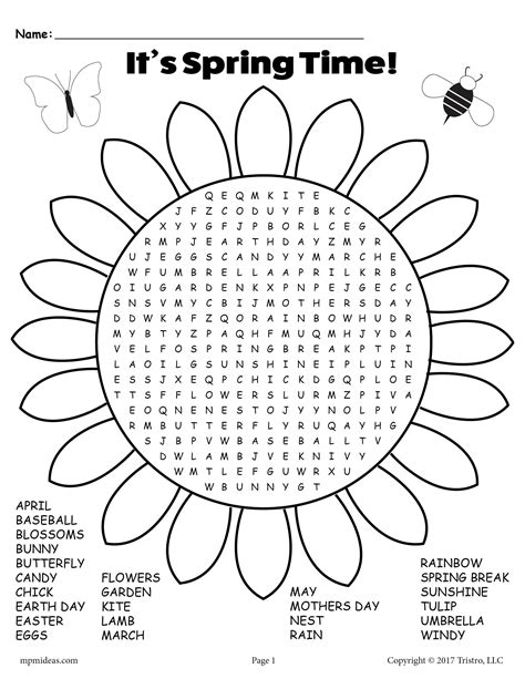 Printable spring word search – Artofit