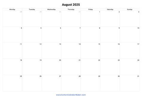 August 2025 Calendar With Lines