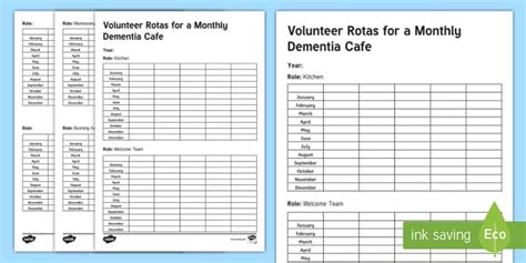 How to Set Up a Dementia Cafe: Volunteer Rota Fact Sheet