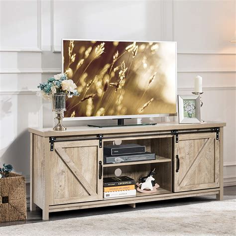Buy Tangkula Sliding Barn Door TV Stand, Wood TV Storage Cabinet for ...