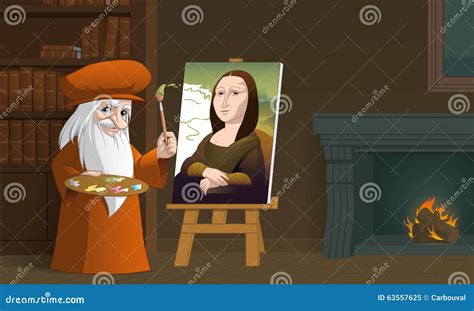 Leonardo Da Vinci Painting The Mona Lisa Stock Illustration - Image ...