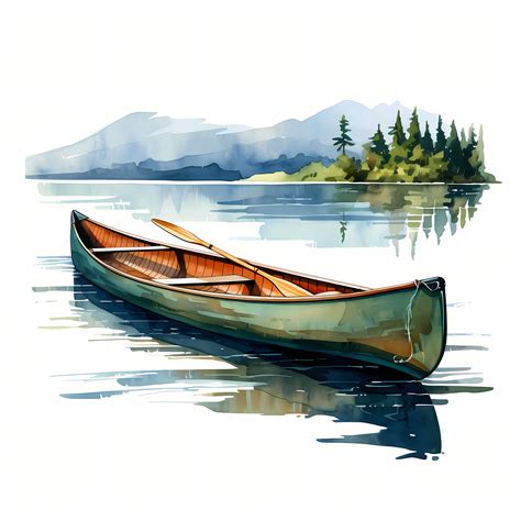 Canoe Clipart, Canoe in Lake Images, 10 Watercolor Clip Art, Printable ...
