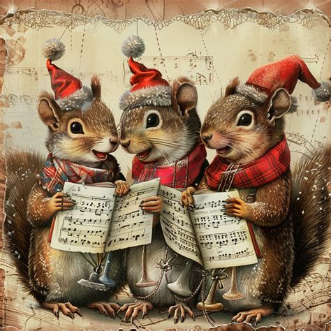 Christmas Squirrel Carolers Art Free Stock Photo - Public Domain Pictures - drawing of xmas carolers