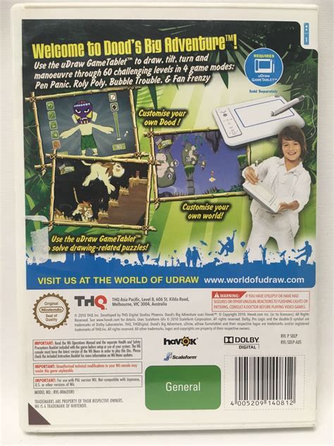 Nintendo Wii Game - uDraw: Dood's Big Adventure (2011) Children's Fun ...