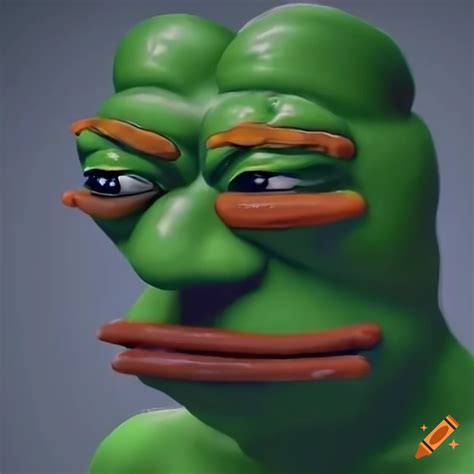 Meme pepe the frog is crying, in 3D, 4K, hyperrealism on Craiyon
