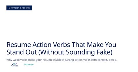 Resume Action Verbs That Stand Out (Without Sounding Fake)