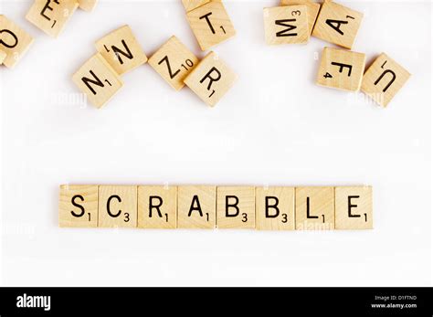 word scrabble spelled with scrabble tiles letters Stock Photo - Alamy