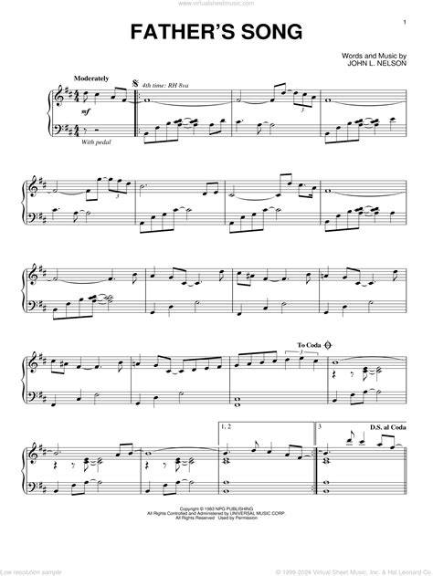 Father's Song sheet music for piano solo (PDF-interactive)