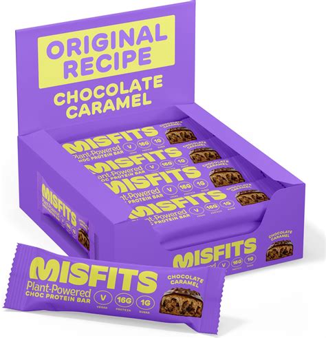 Amazon.com : Misfits Vegan Protein Bars, Chocolate Caramel - Original ...
