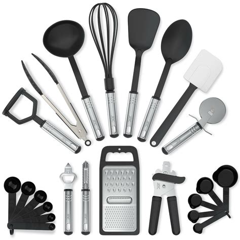 Cooking Utensil Set 23 Piece Stainless Steel Heat Resistant Kitchen ...