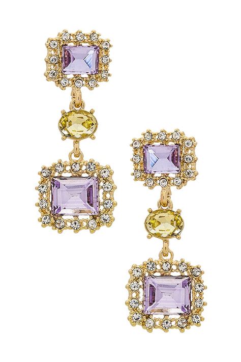 8 Other Reasons Square Drop Earring in Gold & Purple | REVOLVE