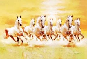 Seven Lucky Running Horses Vastu art large size Poster For Living Room ...