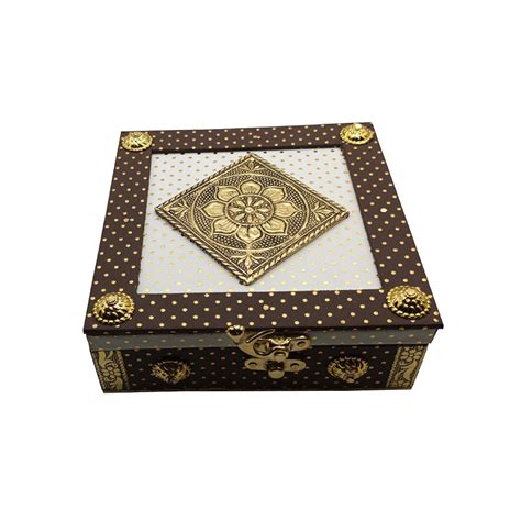 Buy CRYSTAL Handmade Rajwadi Decorative Dry Fruit Box - Wooden ...