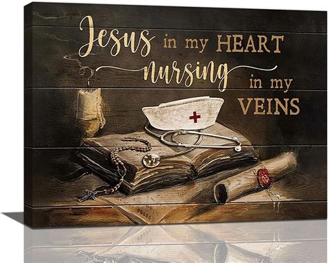 Nurse Office Decor Wall Art Christian Medical Stethoscope Nurse Cap ...