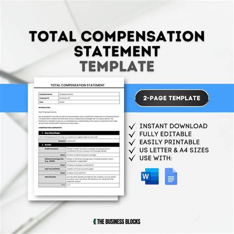 Total Compensation Statement Template: Employee Benefits Summary ...