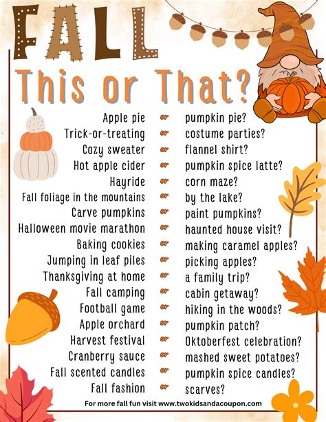 Free Printable Fall This or That Game