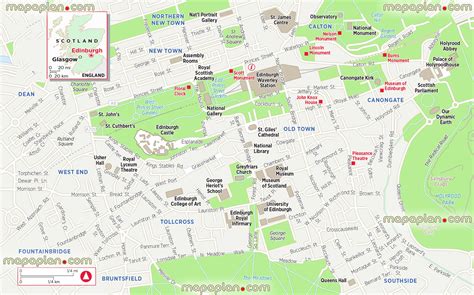 Edinburgh top tourist attractions map - Royal Mile attractions list including downtown shopping ...