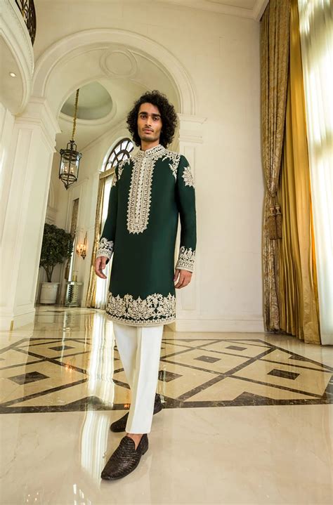 Emerald Green Spunsilk Kurta Set – Manish Malhotra