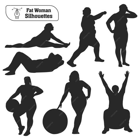 Premium Vector | Fat woman silhouettes vector collection