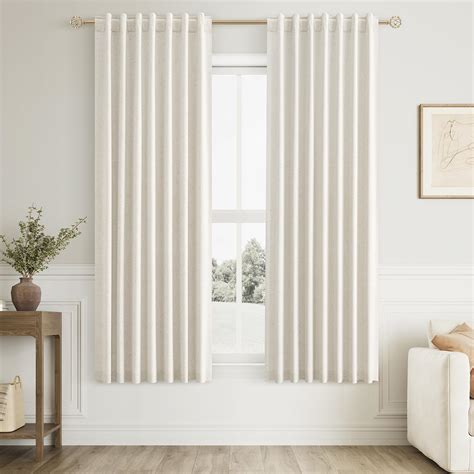 Amazon.com: Cream Linen Blackout Curtains 63 Inch Length 2 Panels Set ...