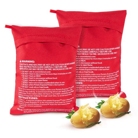 OBTANIM Reusable Microwave Potato Bags, 2 Pack of Red Polyester Fiber ...