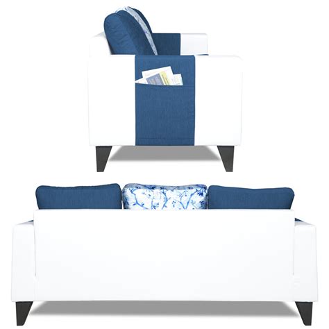 Adorn India Ashley Digitel Print Leatherette 3 Seater Sofa Set (Blue