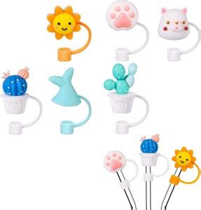HASTHIP 6pcs Silicone Straw Tips Cap, Lids Anti-dust Silicone Straw ...