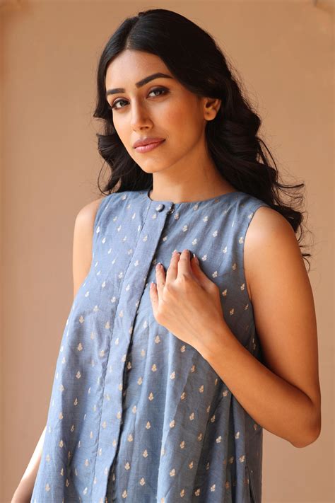 Ira Chanderi English blue Co-ord set – Indianpeacock