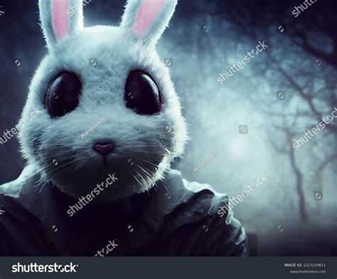 Scary Easter Bunny Big Black Eyes Stock Illustration 2213229811 ...