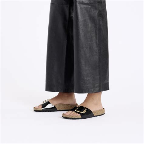 Madrid Big Buckle Birko-Flor Patent Patent Black/Gold | BIRKENSTOCK