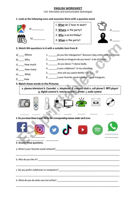 Communication and Technology Worksheets 的图像结果