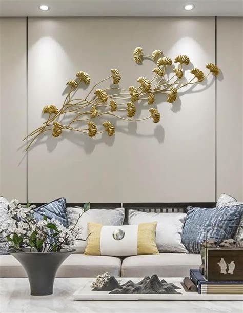 ZOVE Creative Wall Art Decor, Golden Flower and Branches Iron Wall ...