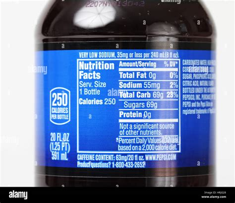 Nutrition Facts for Soda Pop Soft Drink Stock Photo: 135017408 - Alamy