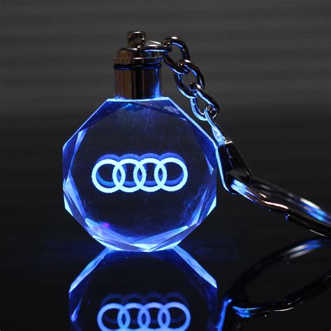 Keychain with Car Logo Laser Engraved Crystal Body w/Colorful LED Light for AUDI - Walmart.com