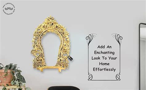 Two Moustaches Ethnic Carved Peacock Design Prabhavali Frame Brass Wall ...