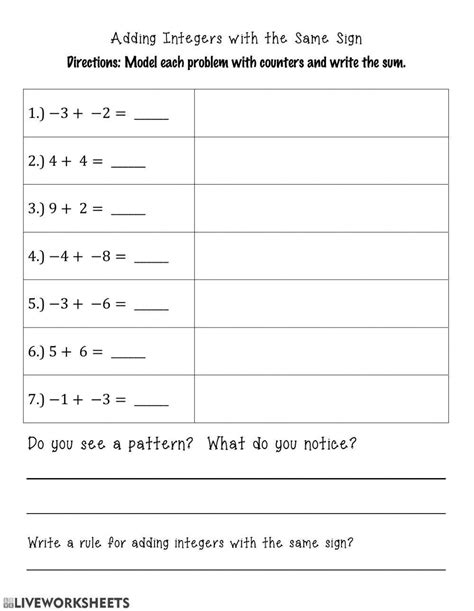 Adding Integers with Same Sign 的图像结果