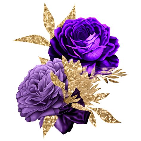Purple and Gold Bouquets Clipart · Creative Fabrica