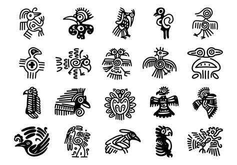 Aztec Mayan Bird Element Set 46536495 Vector Art at Vecteezy