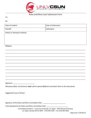 Fillable Online Rules and Ethics Case Submission Form - UNLV CSUN Fax ...