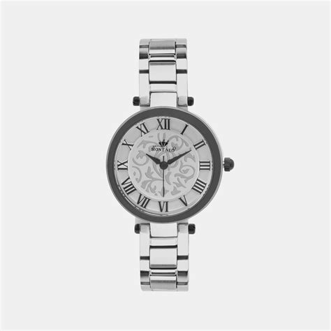 Mont Neo women's Analog Round Dial Quartz Silver Stainless Steel Watch ...