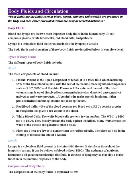 Body Fluids and Circulation - Body Fluids and Circulation “Body fluids ...