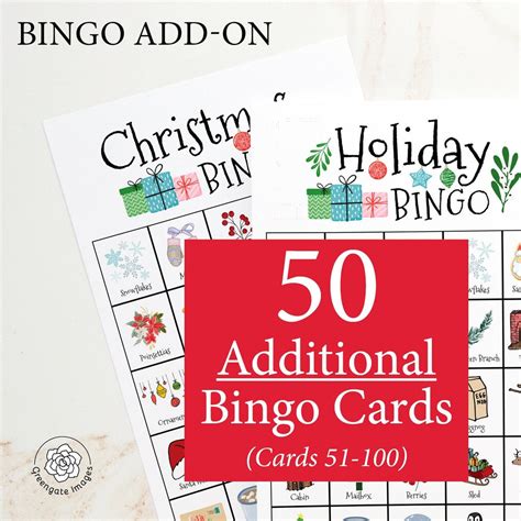 ADD-ON: 50 additional Christmas/Holiday bingo cards – Greengate Images