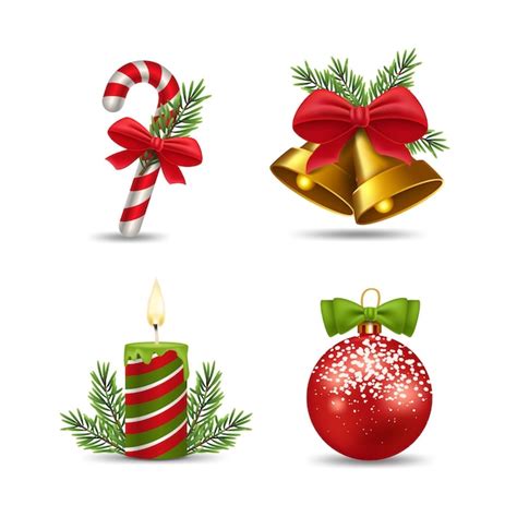 Realistic christmas element collection | Free Vector