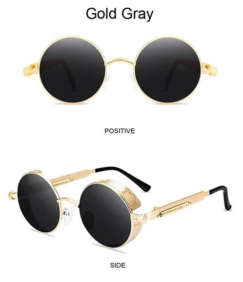 Steampunk Round Sunglasses with Metal Frame, Black Lenses | JACK MARC