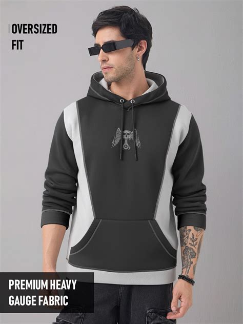 Piston Head Oversized Hoodie - Steel Grey & Black – Crazymonk