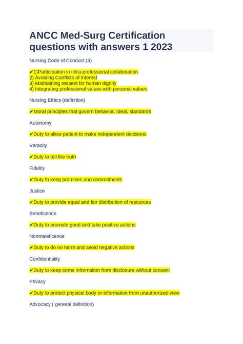 ANCC Med-Surg Certification questions with answers 1 2023 | Exams ...