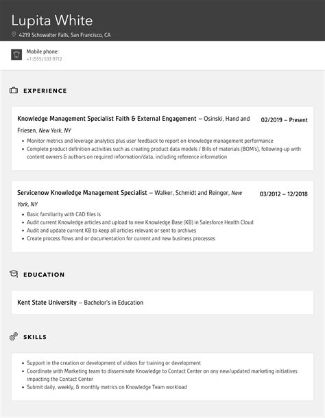 Knowledge Management Sample Resume 的图像结果