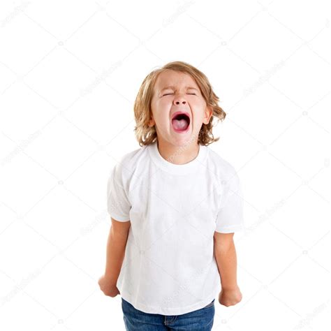 Children kid screaming expression on white — Stock Photo © lunamarina ...